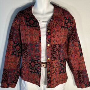 Stonebridge SZ XL Vintage patchwork tapestry jacket Cottage 80's Boho Western